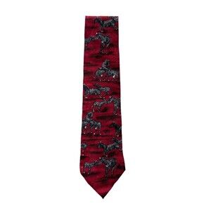 Endangered Species Mens Silk Zebra Tie Red "Survival Isn’t Black & White” USA